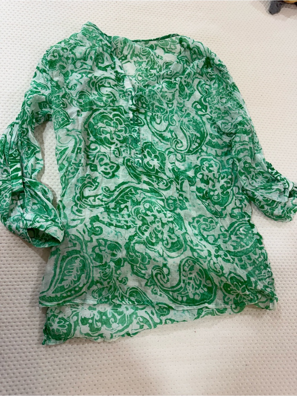 Women’s Green Printed Lightweight Tunic Top